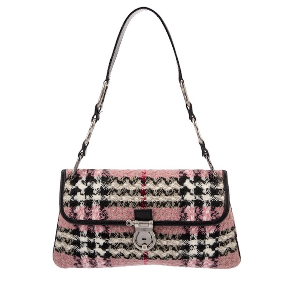 Burberry Handbags - Burberry Wool Nova Check Shoulder Bag